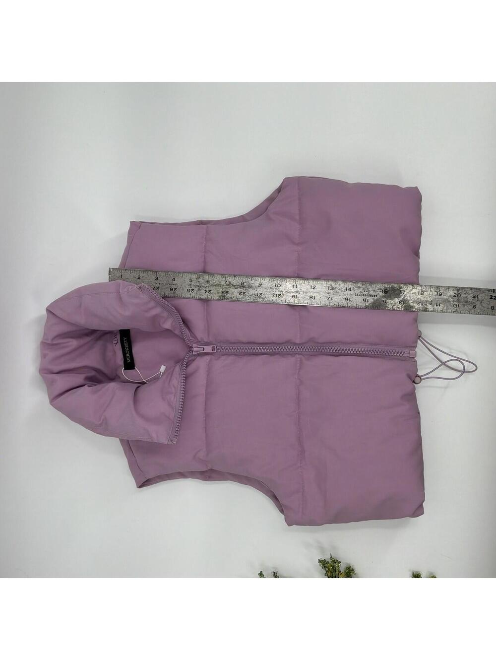 Lavender Cropped Puffer Vest Pastel Purple Merokeety Size S - Picture 3 of 6